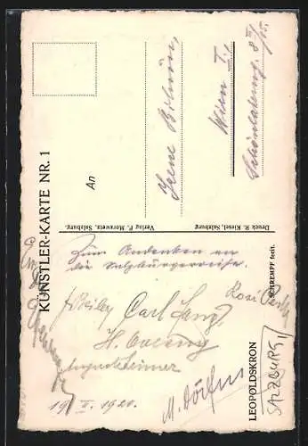 Künstler-AK Salzburg, Leopoldskron, Schloss mit Bootspartie