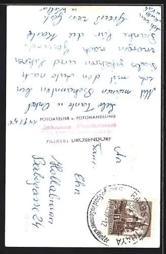 AK Raabs a. d. Thaya, Kirche und Brücke, Ortspartie