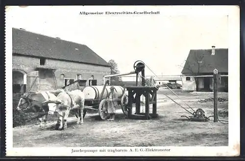 AK Jauchepumpe mit tragbarem A. E. G.-Elektromotor