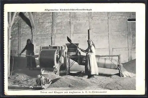 AK Trieur und Klapper mit tragbarem A.E.G.-Elektrometer
