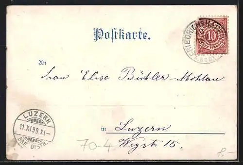 AK Rebus Herzlichen Gruss und Kuss mit Russe und Kuh