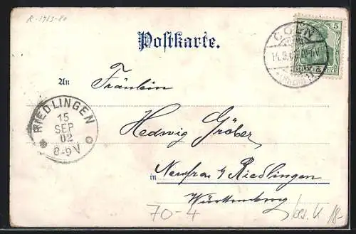 Künstler-AK Rebus mit Zaun, Rose, Säge, Herz und Sieb