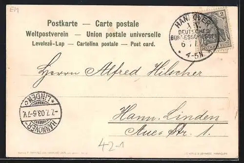 Künstler-AK Hannover, XIV. Deutsches Bundesschiessen 1903, Festzug, Damen-Wagen der Schützen Rosenmontag