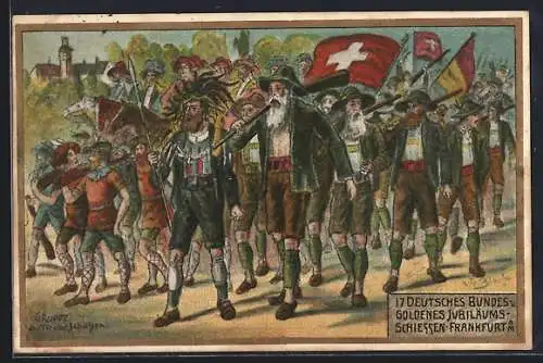 AK Gruppe der Tiroler Schützen zum 17. Deutschen Bundes- und goldenen Jubiläumsschiessen Frankfurt