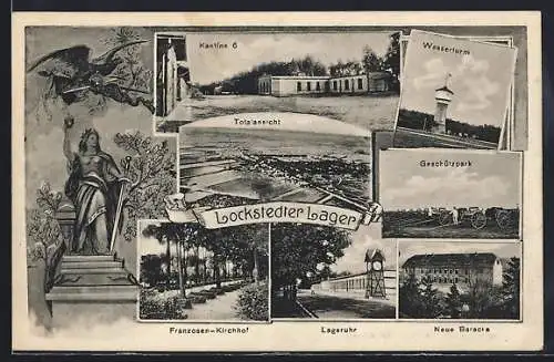 AK Lockstedt / Holst., Lockstedter Lager, Totalansicht, Wasserturm, Lageruhr, Franzosen-Kirchhof, Geschützpark, Kantine
