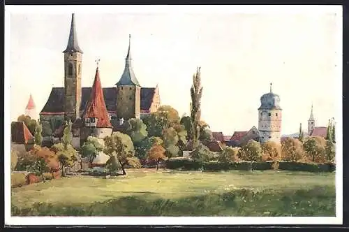 Künstler-AK Iphofen, Blick zum Ort