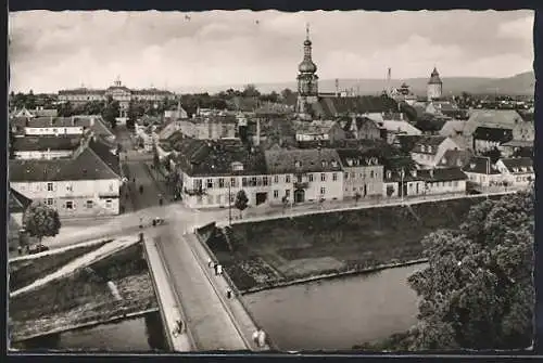 AK Rastatt, Panorama mit Kirche