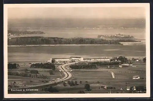 AK Rasthaus am Chiemsee, Motiv aus der Vogelschau