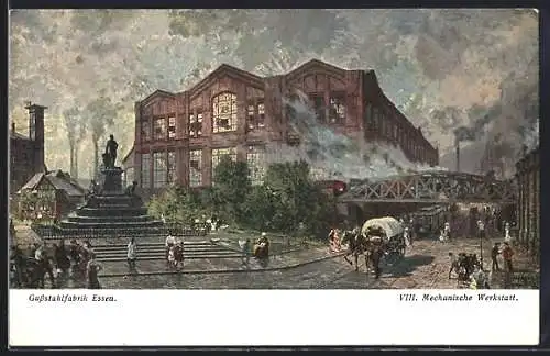 Künstler-AK Essen, Gussstahlfabrik Krupp AG, VIII. Mechanische Werkstatt