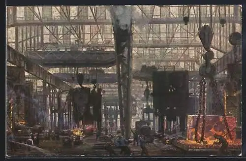 AK Essen, Gussstahlfabrik, Pressbau II., Fabrikarbeiter