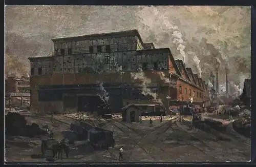 Künstler-AK Essen, Gussstahlfabrik, Pressbau II