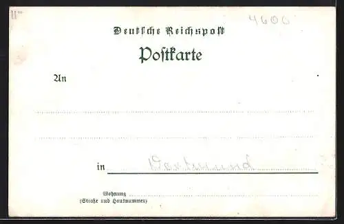 Lithographie Dortmund, Altes Rathaus, Kaiser-Denkmal Wilhelm I., Louisen-Tempel