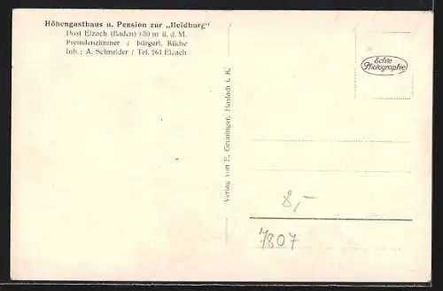 AK Elzach / Baden, Höhengasthaus und Pension zur Heidburg