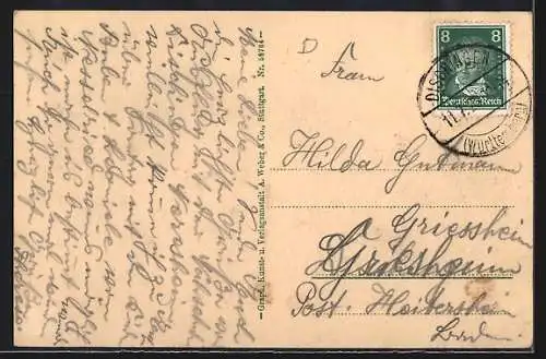 AK Dischingen, Totalansicht mit Kirche