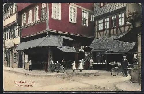 AK Alt-Frankfurt, Wurst- und Fleischwarenstand an der Schirne