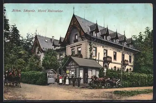 AK Herrnskretschen / Hrensko, Hotel Rainwiese