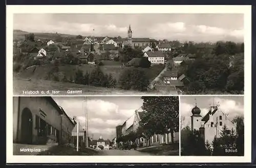 AK Teisbach / Isar, Marktplatz, Schloss, Totalansicht