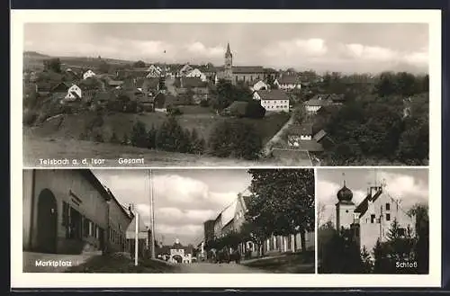 AK Teisbach / Isar, Marktplatz, Schloss, Totalansicht