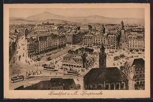AK Frankfurt a. M., Hauptwache mit Strassenbahn