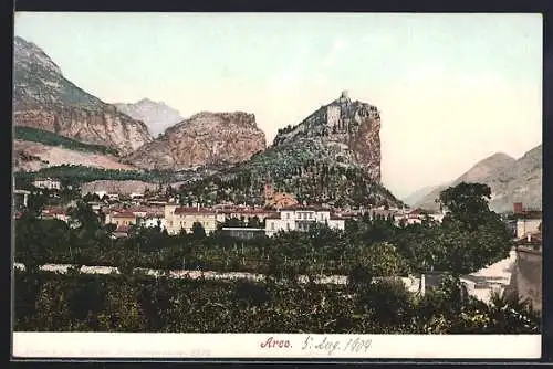 AK Arco, Teilansicht mit Bergen