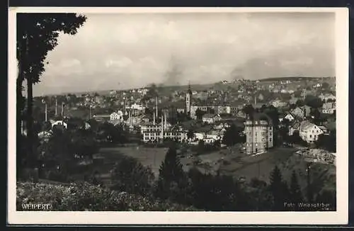 AK Weipert / Vejprty, Blick auf den Ort von Hügel aus