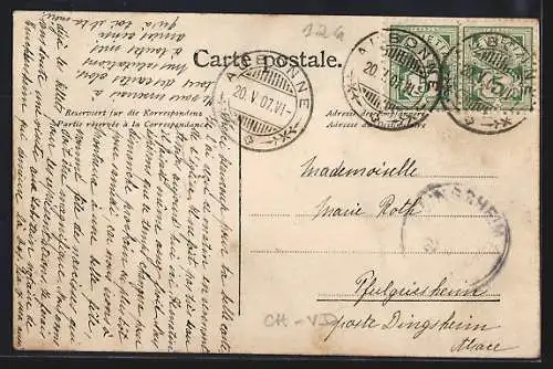 AK Aubonne, Pensionnat de la Chautanne, Gartenansicht mit Bewohnerinnen und Bernhardiner