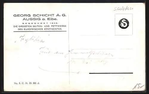 Künstler-AK Jaroslav Setelik: Aussig / Usti, Gesamtansicht