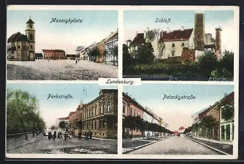 AK Lundenburg, Schloss, Masarykplatz, Palackystrasse