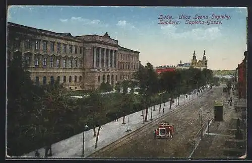 AK Lemberg, Sapieha-Gasse mit Strassenbahn