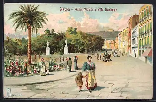 Lithographie Napoli, Piazza Vittoria e Villa Nazionale