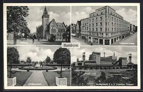 AK Hamborn / Rhein, Grossschacht II u. V Friedrich Thyssen, Pollmann-Haus, Jubiläumshain