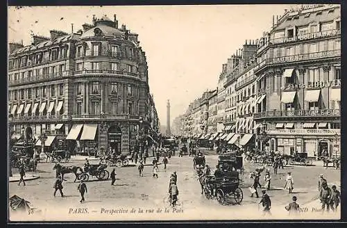 AK Paris, Perspective de la rue de la Paix, Pferdekutsche