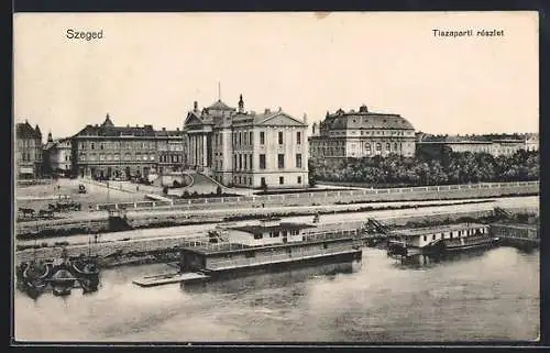 AK Szeged, Tiszaparti resziet, Hafenpartie mit Anlegern