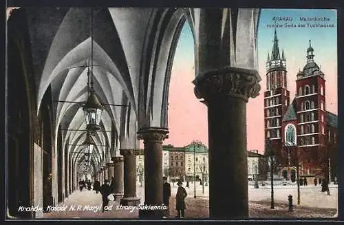 AK Krakau-Krakow, Marienkirche von der Seite des Tuchhauses