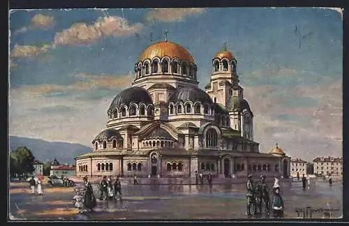 Künstler-AK Sofia, Blick auf die Kathedrale