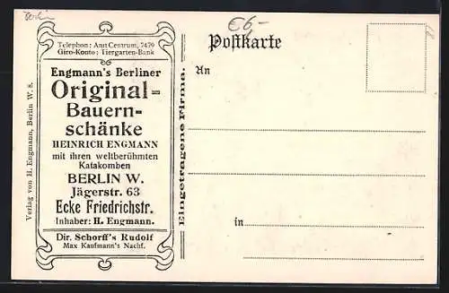 AK Berlin, Gasthof Alte Bauernschänke Belegschaft mit Liliputaner, Jägerstrasse 69