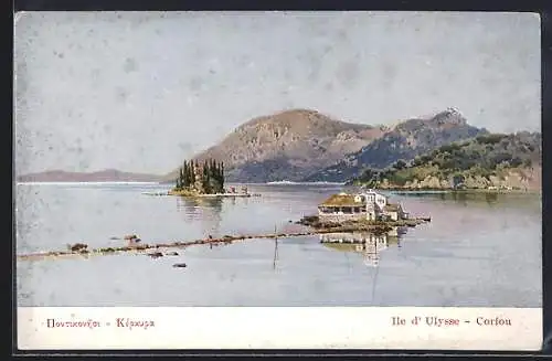 Künstler-AK Korfu / Corfou, Ile d`Ulysse