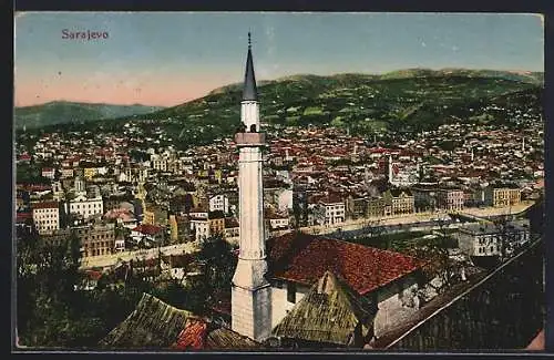 AK Sarajevo, Teilansicht mit Strassenpartie