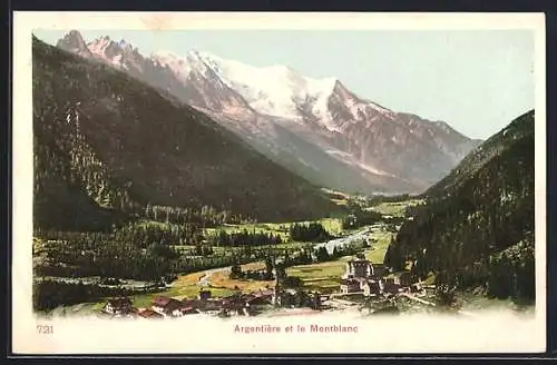 AK Argentiere, Vue Panoramique et le Montblanc