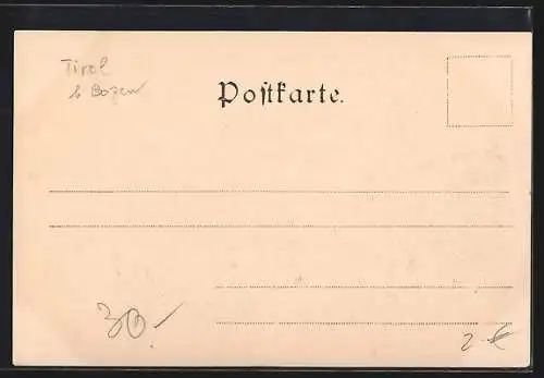 AK Kastelruth, Teilansicht mit Kirche und Schlern