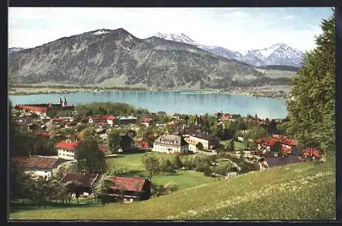 AK Tegernsee, Ortsansicht mit Hirschberg und Kampen
