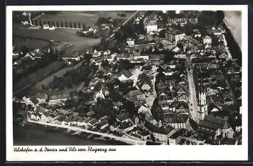 AK Vilshofen a. d. Donau, Fliegeraufnahme des Ortes