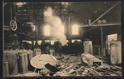 AK Couillet, Usines Métallurgiques du Hainaut, Vue de la Halle des aciéries Thomas