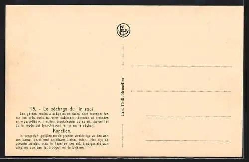 AK Kapellen, Bauer bündelt Flachs