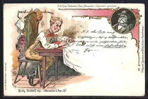 Künstler-AK Fritz Triddelsitz, Fritz Reuter