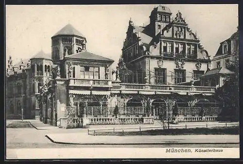 AK München, Strassenpartie am Künstlerhaus mit Synagoge