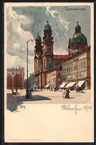 Künstler-Lithographie Heinrich Kley: Theatinerkirche