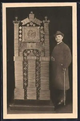 AK Goslar a. Harz, Kunstuhr aus Strohalmen v. Eisenbahner Aug. Lehrke