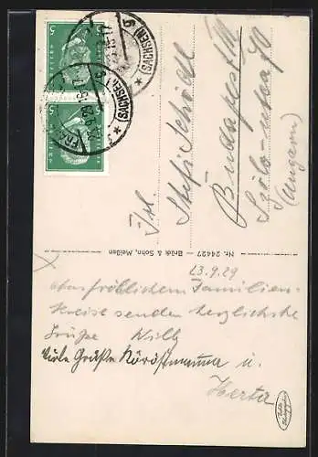 AK Frankenberg i. S., Markt mit Fussgängern und Händler Otto Thomas