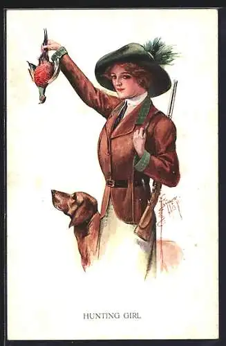 Künstler-AK Court Barber: Hunting Girl, Jägerin